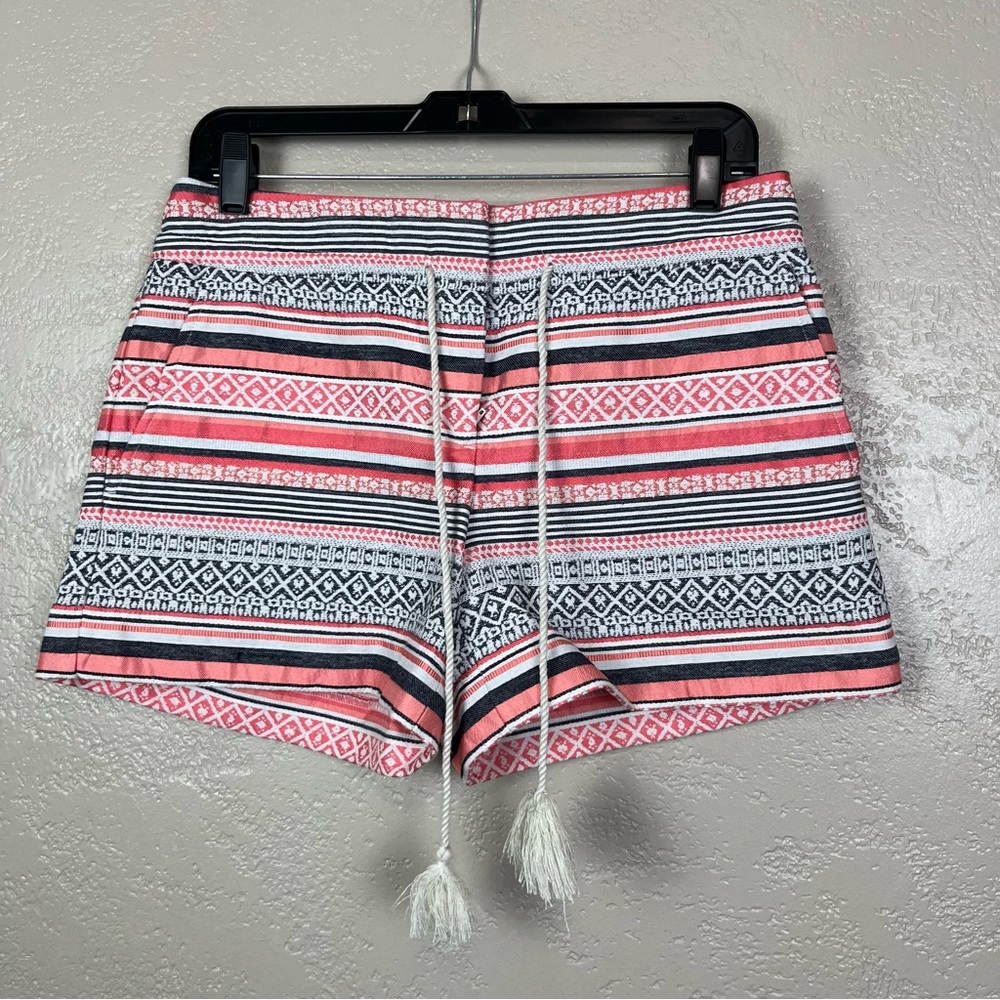 Ann Taylor Loft Womens‎ Shorts Size 2 Orange Gray Riviera Boho Aztec Tassels